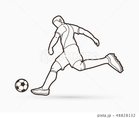 Soccer player shooting a ball action vector 48828132