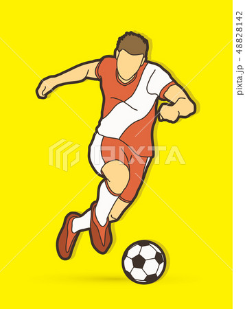 Soccer player shooting a ball action vector Soccer player shooting a ball action vector 48828142