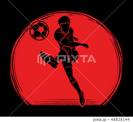 Soccer player shooting a ball action vector Soccer player shooting a ball action vector 48828144