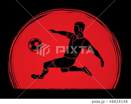 Soccer player somersault kick overhead kick vector Soccer player somersault kick overhead kick vector 48828148
