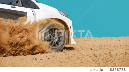 Rally racing car in dirt track. 48828728