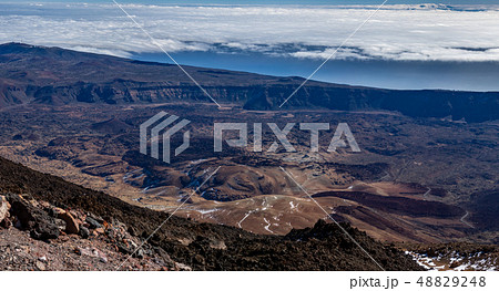 Huge gigapan view of Tenerife institute of astrophysics and crater over the clouds 48829248