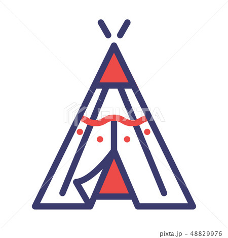Red indian tent FlatOutline illustration 48829976