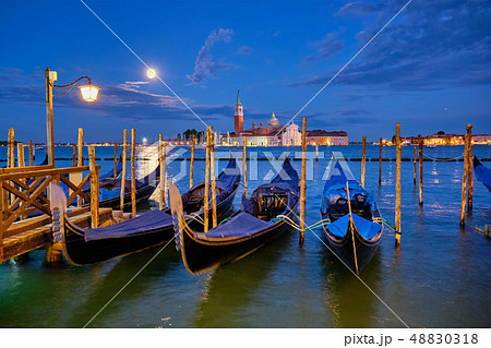 San Giorgio Maggiore Church with full moon. Venice, Italy 48830318