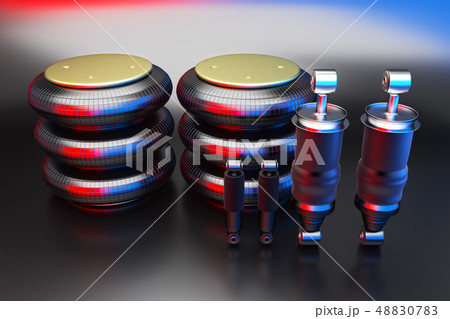 Trucks Cabin Shock Absorber and air spring, New auto parts, spare parts Cabinedemper. 3D rendering. 48830783