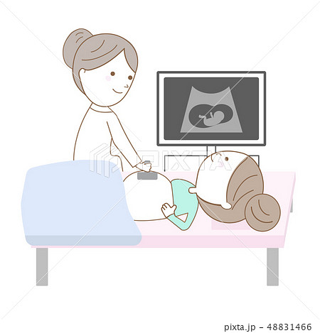 妊婦超音波検査のイラスト素材