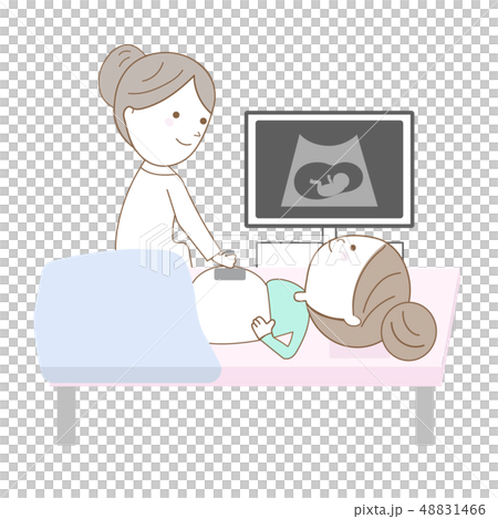 妊婦超音波検査のイラスト素材