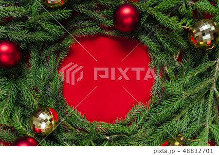 Christmas background. Balls of gold and red. Toys. Christmas background. Balls of gold and red. Toys. 48832701