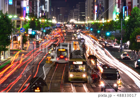 広島電鉄 街並み 夜 胡町 広島電鉄 街並み 夜 胡町 48833017
