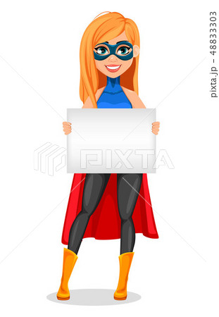 Successful woman wearing superhero costume 48833303
