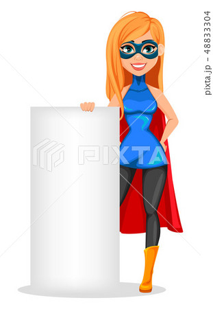 Successful woman wearing superhero costume 48833304