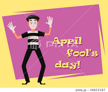 April Fool's Day greeting card with mime 48833587