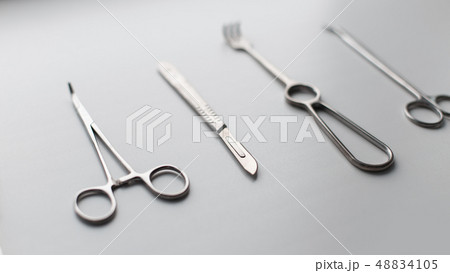 Metal set of medical instruments (scalpel blade, 48834105