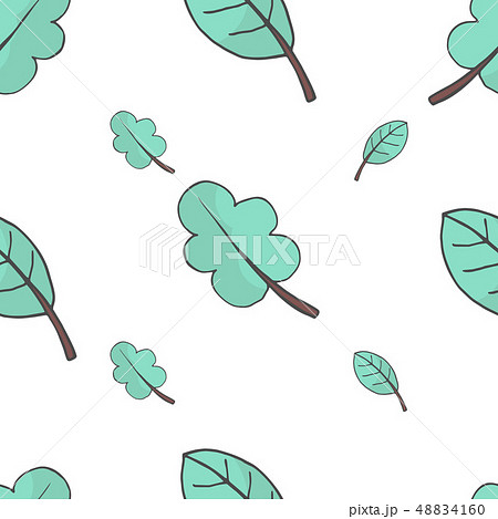Vector illustration of leaves seamless pattern. Floral organic background. Hand drawn leaf texture. Vector illustration of leaves seamless pattern. Floral organic background. Hand drawn leaf texture. 48834160