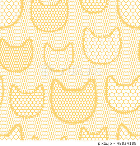 Seamless lace pattern with cats. Vintage textile. Seamless lace pattern with cats. Vintage textile. 48834189
