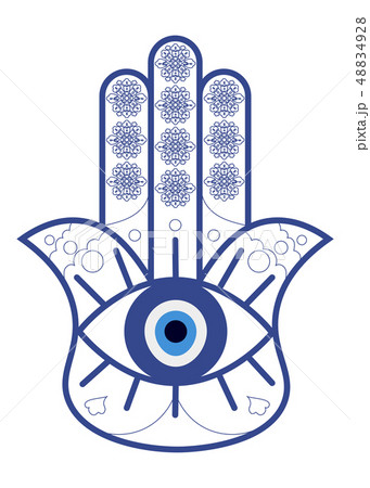 Hamsa or Fatima Hand with Evil Eye Nazar isolated. Hamsa Amulet or the Hand of Fatima vector Hamsa or Fatima Hand with Evil Eye Nazar isolated. Hamsa Amulet or the Hand of Fatima vector 48834928