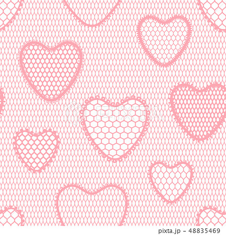 Seamless lace pattern with hearts. Vintage textile. 48835469