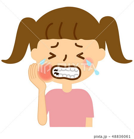 虫歯女の子開口泣き顔のイラスト素材