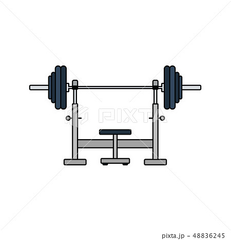 Flat design icon of Bench with barbell 48836245