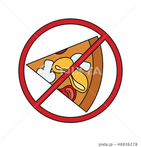 Flat design icon of Prohibited pizza 48836278