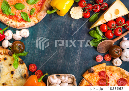Pizza and ingredients background 48836624