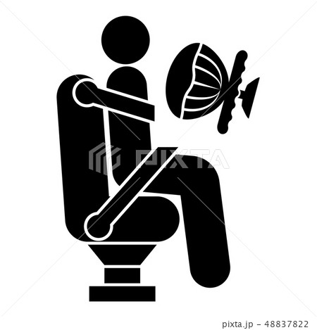 Driver at the wheel of a vehicle wearing a seat 48837822