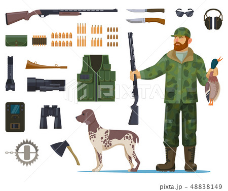 Hunter man with hunting equipment or items 48838149
