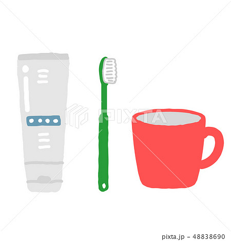歯磨き粉 歯ブラシ コップのイラスト素材 48838690 Pixta