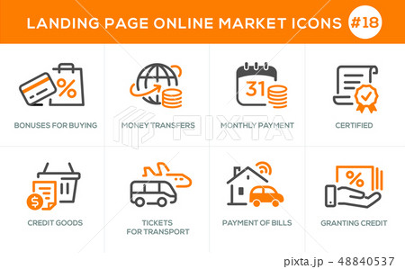 Flat line design concept icons for online shopping 48840537
