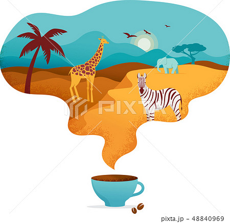 Africa banner, vector illustration of Safari, animals, tribal symbols 48840969