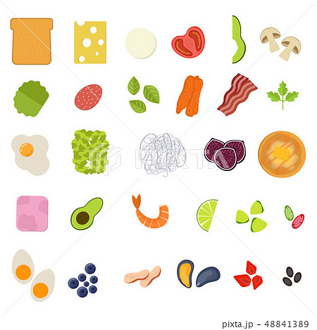 Set of food icons in flat style. Meal icon. Vector Set of food icons in flat style. Meal icon. Vector 48841389