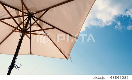 White fabric color texture beach umbrella 48842085