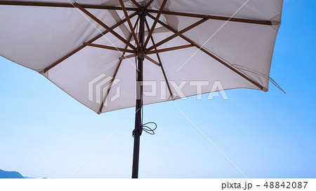 White fabric color texture beach umbrella White fabric color texture beach umbrella 48842087