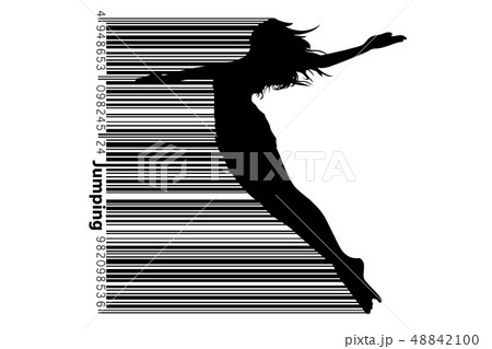 Silhouette of a jumping girl 48842100