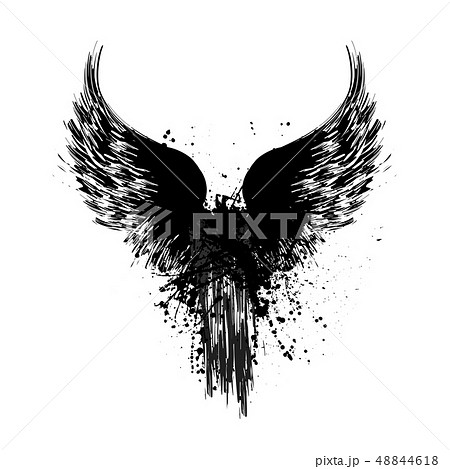 Grunge wings silhouette Grunge wings silhouette 48844618