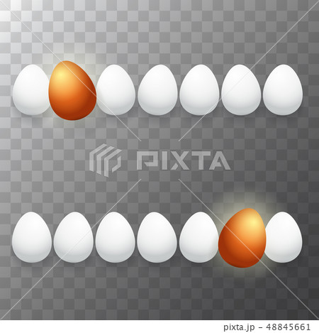 Happy easter greeting card with colorful golden egg and white eggs isolated on transparent 48845661