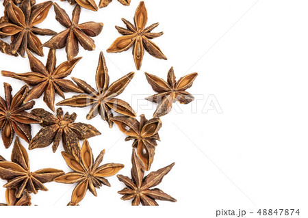 Dry brown star anise fruit isolated on white 48847874