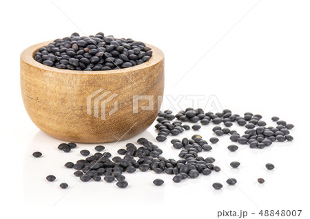 Black lentils beluga isolated on white Black lentils beluga isolated on white 48848007