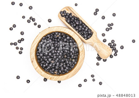 Black lentils beluga isolated on white Black lentils beluga isolated on white 48848013