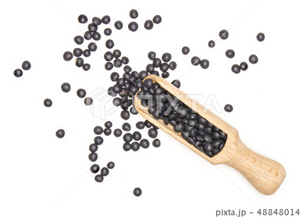 Black lentils beluga isolated on white 48848014