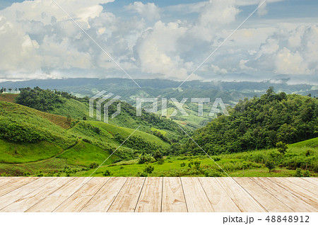 view of mountain landscape and sunlight view of mountain landscape and sunlight 48848912