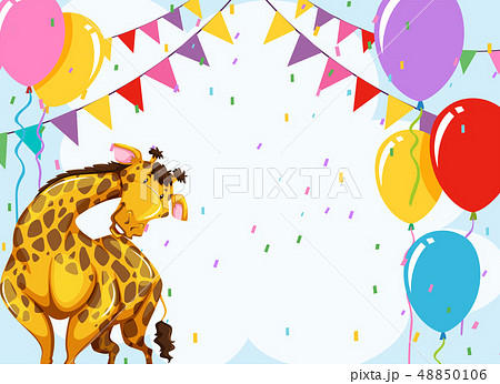 Fun giraffe party scene 48850106
