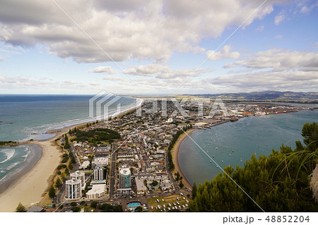 ニュージーランドのマウントマウンガヌイとタウランガ市街 48852204