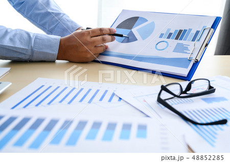 business documents on office  graph financial with 48852285
