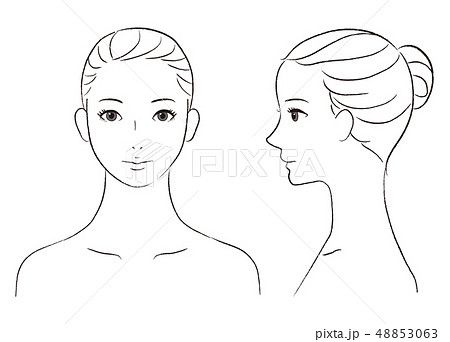 女性 正面 横顔 2のイラスト素材