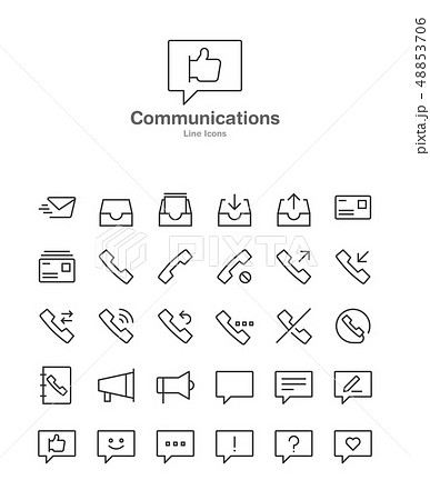 Modern web and mobile application pictograms collection. Line art intercece icons set. Modern minimalistic flat design. 007 48853706