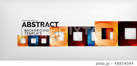 Abstract geometric background. Glossy square shapes composition on grey, minimalistic style template 48854094