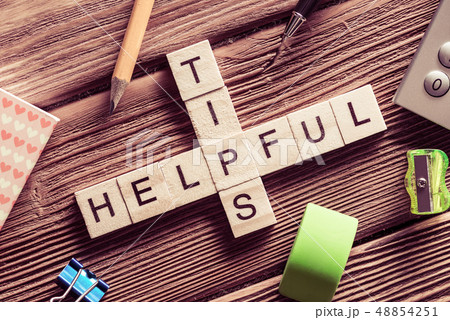 Conceptual keywords on wooden table with elements of game making 48854251