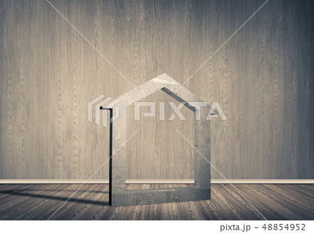 Conceptual background image of concrete home sign in room with w Conceptual background image of concrete home sign in room with w 48854952