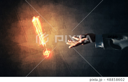 Concept of attention or punctuation with burning exclamation mar 48858602